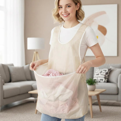 Laundry Bag Apron With Pocket Durable Fabric Storage