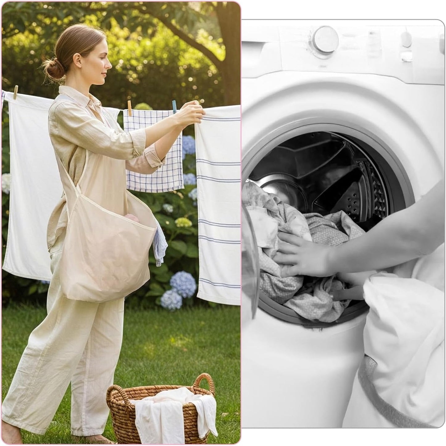 Laundry Bag Apron With Pocket Durable Fabric Storage